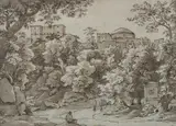 Italian School, Untitled, LANDSCAPE WITH FIGURES, watercolor and ink on paper