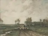 Walter Nugent Campbell, Sheep Herding, Pastel on paper