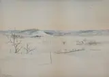 G. W. Sanderson, Winter Landscape, Watercolor on paper