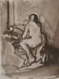 Robert D'Arista, Kneeling Nude, Monotype - Plate: 11 1/4 in. x 8 1/4 in
