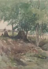 Elmer Joseph Read, Forest Landscape, Watercolor on paper