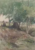 Elmer Joseph Read, Forest Landscape, Watercolor on paper