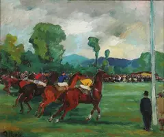O. Marko, Horse Race with Spectators, Oil on canvas