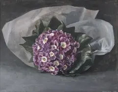 David Hill, Bouquet of Violets, Oil on masonite
