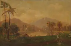 Anglo-Indian School, Moghul Palace in a Landscape, Oil on canvas