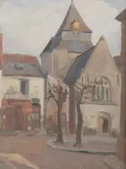 Louis Parrens, Village in Brittany, Oil on board