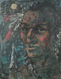 Portrait of Native American by American School, Oil on canvas, offered Feb 2008