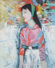 Portrait of a Woman by Caesare Ricciardi, Oil on canvas, sold Feb 2008