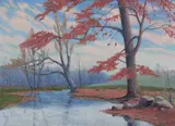Hugo H. Bietz, Lakeside in Autumn, Oil on canvas