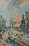 John Clifford Erickson, Bridge to Rustic Home, Oil on canvas