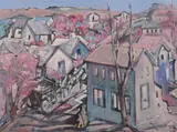 John Clifford Erickson, Western Town in Spring, Oil on board
