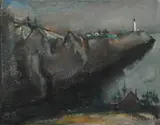 Jean Lewis Liberte, Seascape with Lighthouse, Oil on board
