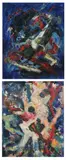 Micha Wilatch, Abstract Compositions:Five Works, Oil on canvas (3) and oil on panel (2) - signed, some dated verso - Largest: 16 1/4 in. x 13 in