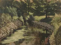 Louis Saphier, Landscape with Stream, Oil on board