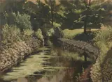 Louis Saphier, Landscape with Stream, Oil on board