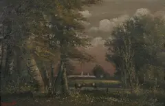 Durant, Cows in Stream, Oil on canvas