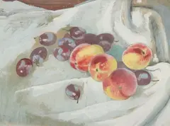 Untitled by Max Pechstein, STILL LIFE WITH PLUMS AND PEACHES, watercolor and gouache on paper, offered Feb 2008