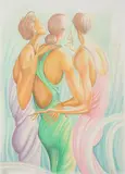 Ernie Barnes, Girlfriends, Color lithograph