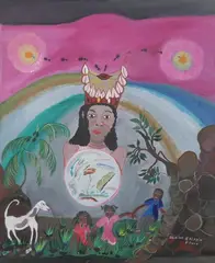Agathe Aladin, Woman with Headdress, Oil on canvas