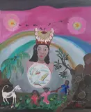 Agathe Aladin, Woman with Headdress, Oil on canvas
