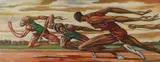 Ernie Barnes, Relay Race, Oil on canvas