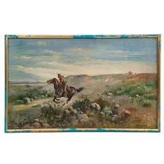Pony Express by M. Vega, 1908, Óleo sobre madera, offered May 2023