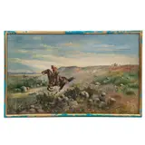 M. Vega, Pony Express, 1908, Óleo sobre madera