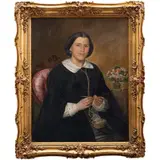 Retrato de Dama Con Deshilado, MÉXICO, SIGLO XIX, Óleo sobre tela adherido a tabla