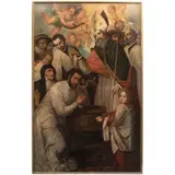 Basilio de Salazar, EL BAUTIZO DE SAN AGUSTÍN POR SAN AMBROSIO, Óleo sobre tela