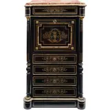 Secreter, FRANCIA, CA., 1900, Madera ebonizada con aplicaciones de bronce y cubierta de mármol; cinco cajones y tapa abatible