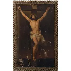 Cristo Crucificado, MÉXICO, MEDIADOS DEL SIGLO XIX, Óleo sobre tela