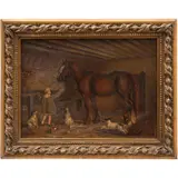 Infante Con Caballo y Perros, SIGLO XIX, Óleo sobre tela