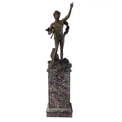 FRANCIA, PRINCIPIOS DEL SIGLO XX by Apolo, Bronce, patinado en color marrón, firmado Steiner; columna de mármol gris, offered Apr 2023