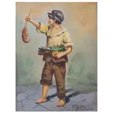 Sin título (niño vendiendo) by Autor No Identificado, Óleo sobre tela, offered Mar 2023