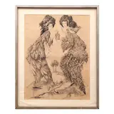 Salvador Valdés Galindo, Sin título (mujeres), Carboncillo sobre papel