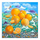 Merle Reivich, Fantasías en naranjas, Acrílico sobre tela