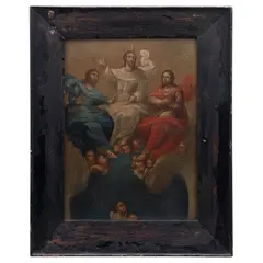 Trinidad Antropomorfa, MÉXICO, SIGLO XIX, Óleo sobre tela