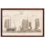 Vista de Barcos Chinos, "VOYAGE AUTOUR DE MONDE", Grabado en cobre, impreso en Ámsterdam