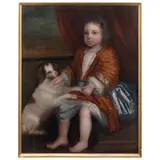 EUROPA, SIGLO XIX by Retrato de Niño Con Perro, Óleo sobre tela, offered Feb 2023