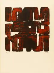 Pierre Soulages, Auktion 422, Los 884, 1957, Farbige Aquatinta auf BFK RIVES (Wasserzeichen)