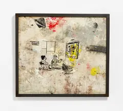 Auktion 419, Los 117 by Walter Dahn, 1988, Siebdruck und Acryl auf Leinwand in Eisenrahmung, sold Nov 2018