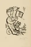 The Artist with the Book by Marc Chagall, 1968, Holzschnitt auf Velin, sold Jun 2020