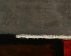 Wilfried Reckewitz, "Horizont mit Rot", 1965, Öl auf Leinwand