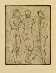 Wilhelm Lehmbruck, Drei Frauen, stehend, 1912, Radierung auf Velin