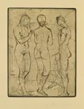 Wilhelm Lehmbruck, Drei Frauen, stehend, 1912, Radierung auf Velin