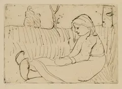 Paula Modersohn-Becker, Sitzendes Kind, Radierung auf Velin