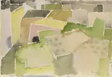 Eduard Bargheer, Häuser im Regen, 1964, Aquarell auf Bütten