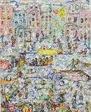 James Rizzi, "WINTER", 1988, 3D-Farblithografie auf Velin