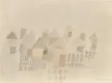 Eduard Bargheer, "Häuser im Nebel 2", 1967, Aquarell auf Bütten