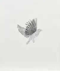 Bird by Kiki Smith, 1998, Lithografie mit Appliaktion auf Pergamin, sold Nov 2018
